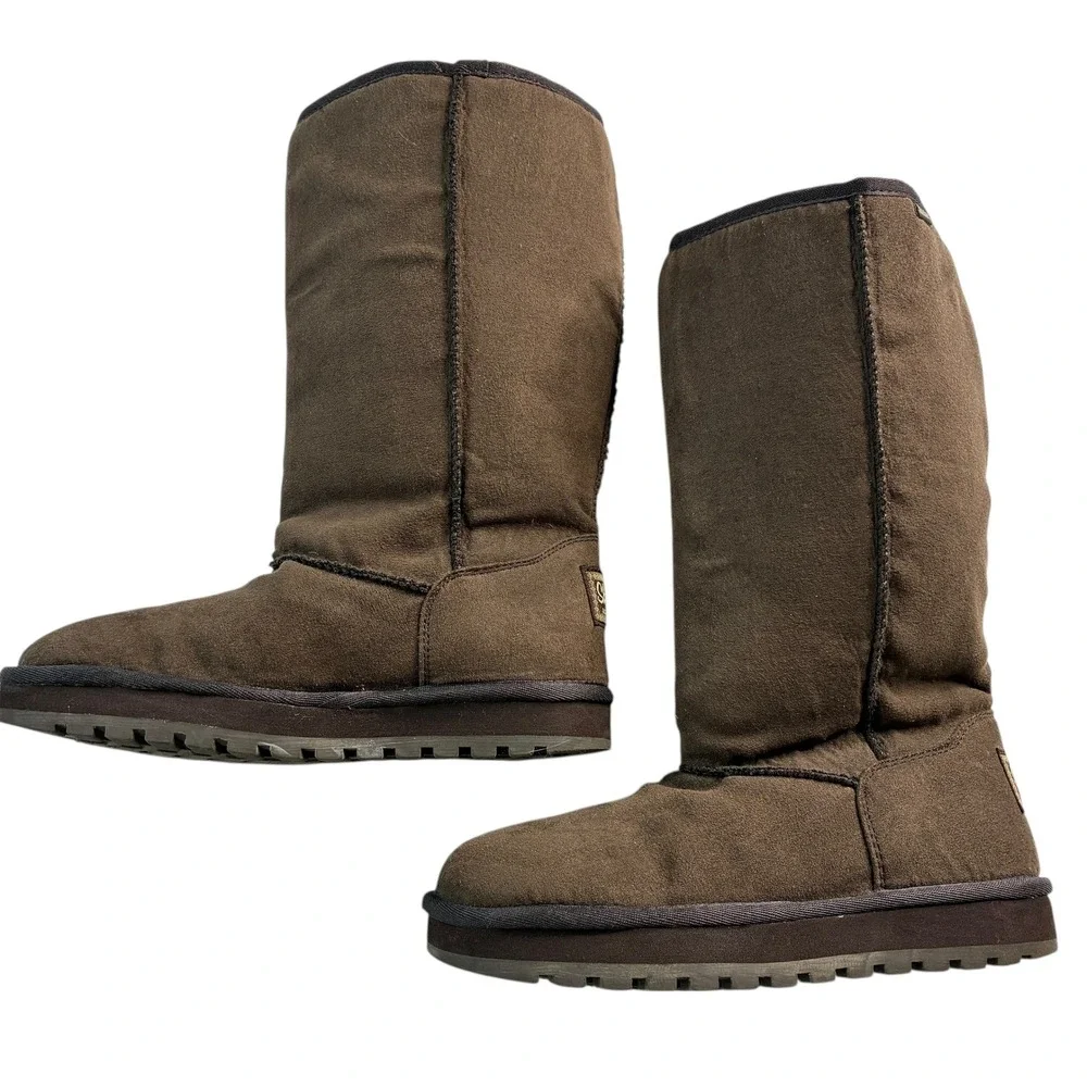 Skechers Australia Brown Suede Faux Fur Lined‎ Tall Boots Women US 7